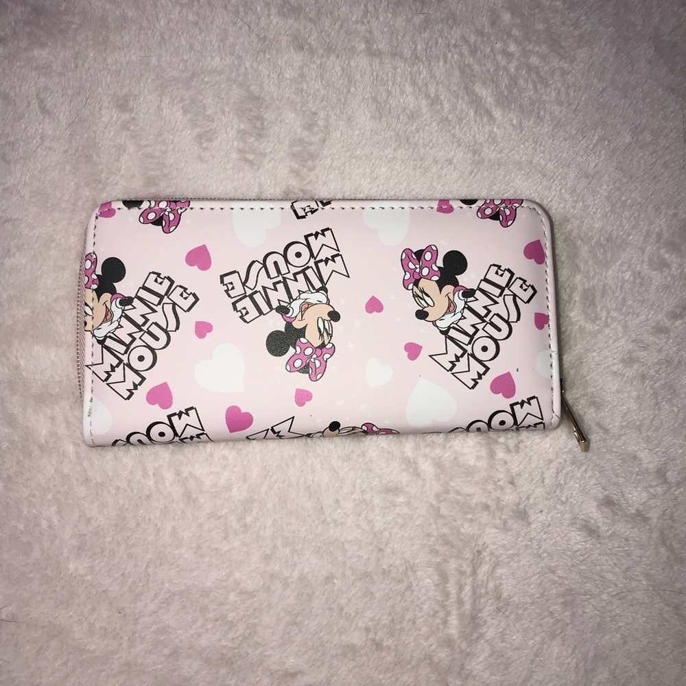 Minnie Mouse zipped long Heart Wallet Card Holder cute birthday gift 7.6x4x1 New